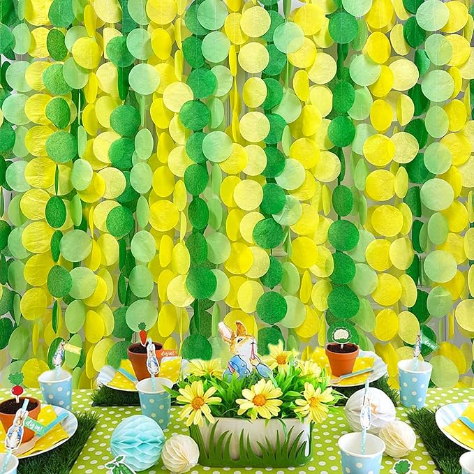 205Ft Yellow Green Party Decorations Ombre Green Yellow Circle Dot Backdrop by pinkblume