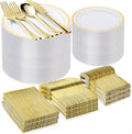 600PCS Gold Plastic Plate Set, Plastic Plates by Bestvip