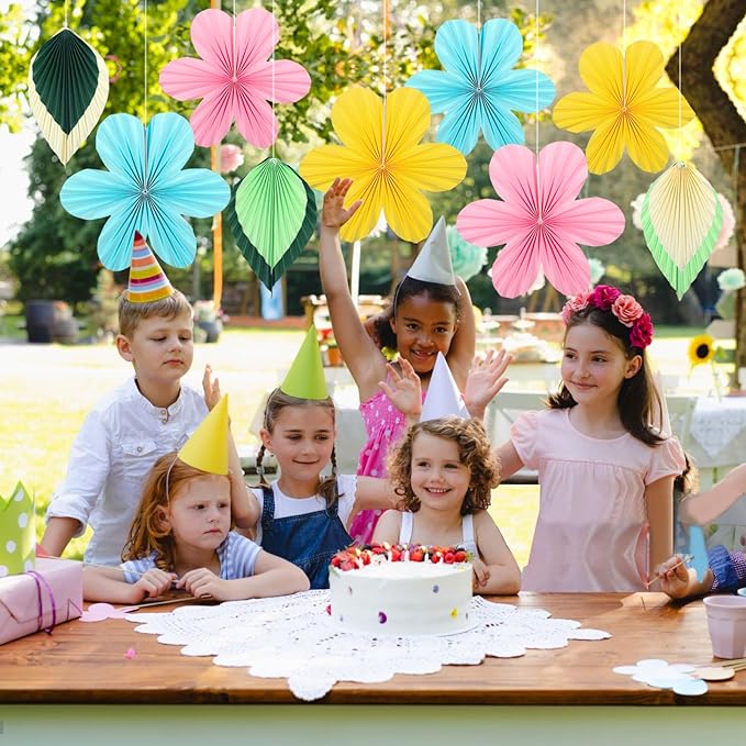 ADLKGG Paper Flowers Leaves Fan Party Decorations, Hanging Flower Wall Backdrop - Image 6
