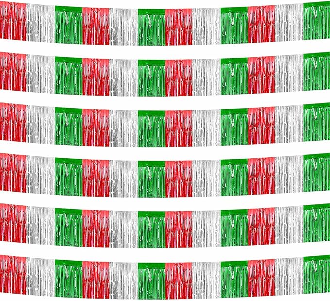 6 Pack 10 Feet Foil Fringe Garland Metallic Tinsel Streamers Banner Wall by Clayghsen
