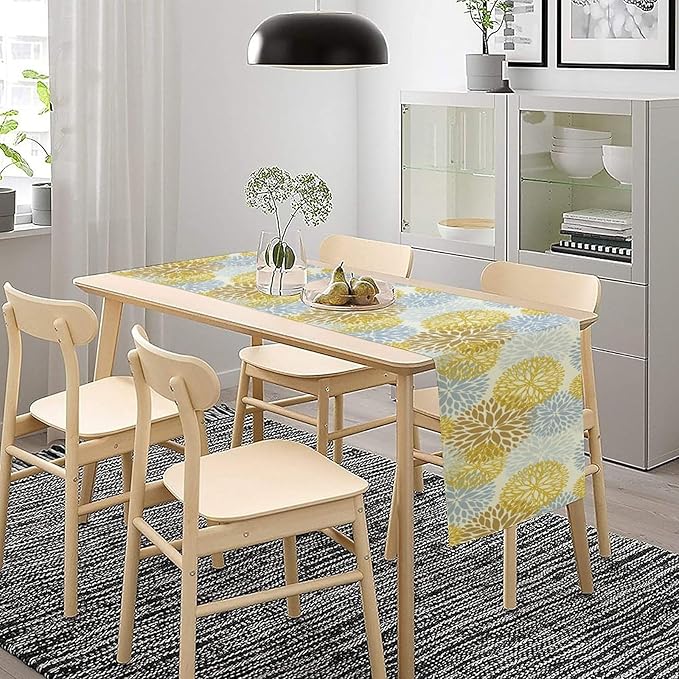 Flowers Table Runner, Spring Summer Floral Pattern Seasonal Farmhouse Kitchen - Image 3