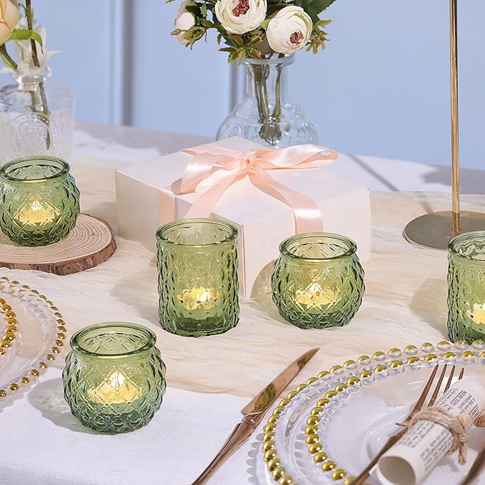 12pcs Assorted Green Votive Candle Holders, Tea Lights Candle Holder - Image 6