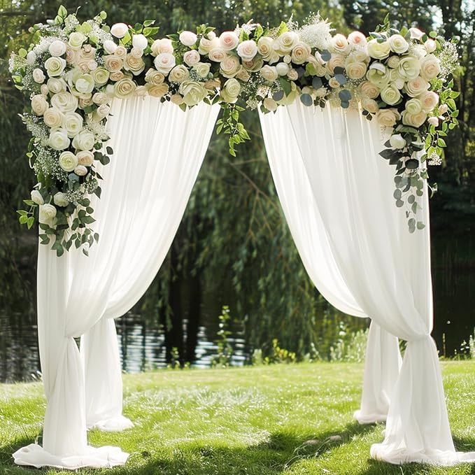 Wokceer Wedding Arch Draping Fabric 6 Panels 28.7" x 20FT Ivory Drapes Sheer - Image 7