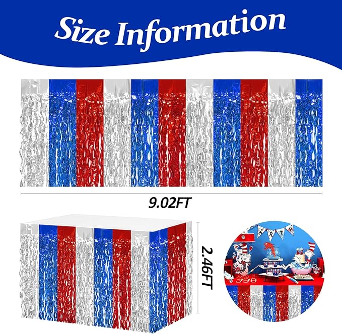 4P Wavy Metallic Tinsel Foil Fringe Table Skirts - Image 2