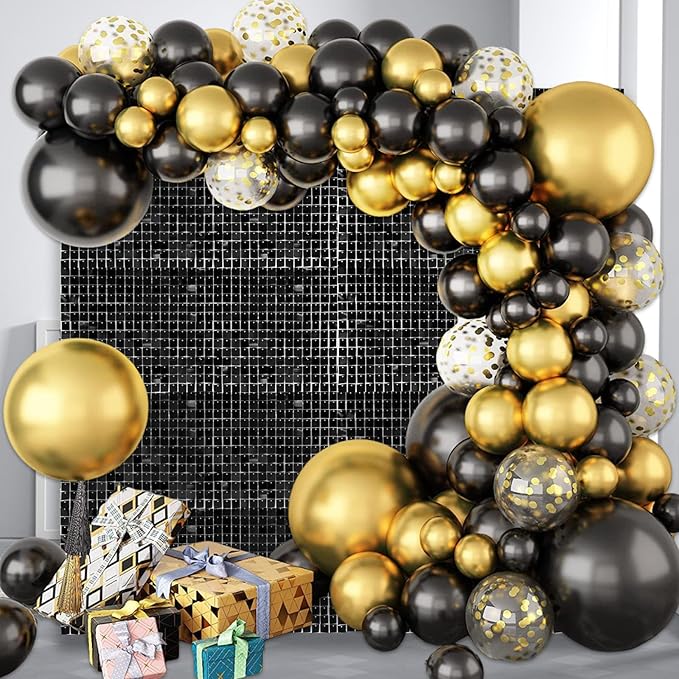 12PCS Black Shimmer Wall Backdrop, Square Sequin Photo Backdrops Panel - Image 5