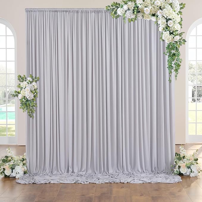 10 ft x 10 ft Wrinkle Free Silver Backdrop Curtain - Image 6