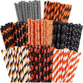 Cooraby 200 Pieces Halloween Paper Straws Biodegradable Drinking Stripe Bicolor by Cooraby