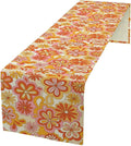 Vintage Floral Table Runner, 70s Style Retro Daisies Flower Hippie Table Runner by Unknown
