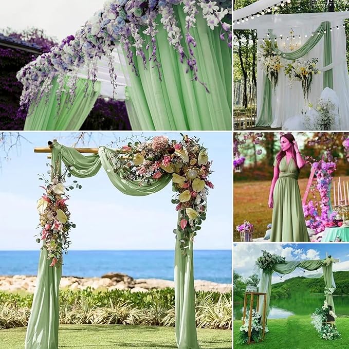 4 Panels Wedding Arch Draping Fabric 28"x 20Ft Chiffon Wedding Arch Drape - Image 8