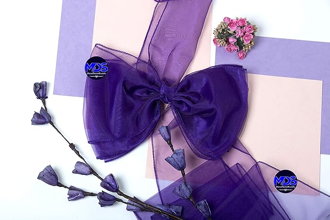 MDS Pack of 50 PCS Organza Chair Sashes Wider Dining Chair Bows Ribbon Tie Back - Image 7