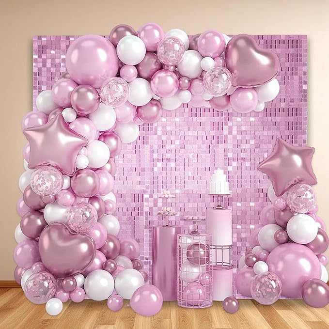 12PCS Light Pink Shimmer Wall Backdrop, Square Sequin Photo Backdrops Panel - Image 4