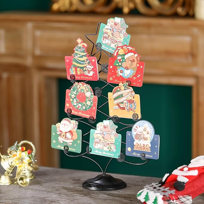 Decorative Metal Christmas Tree Card Holder, 18 Inch Tabletop Holiday Card - Image 7
