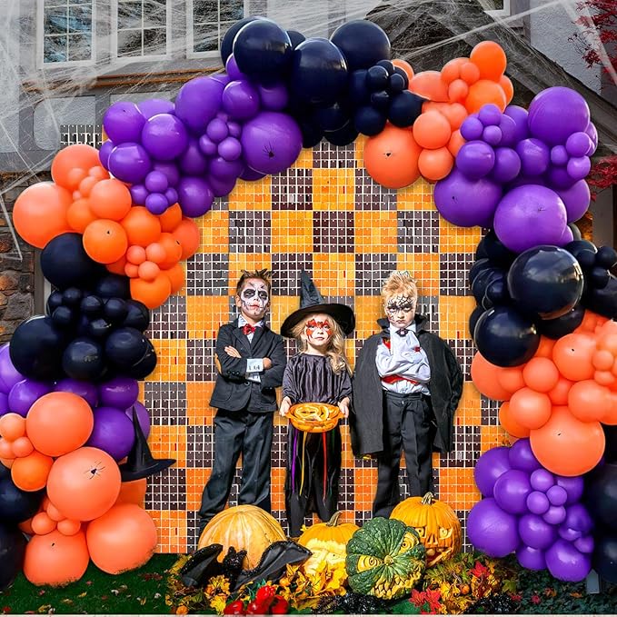 12PCS Black Orange Shimmer Wall Backdrop, Square Sequin Photo Backdrops Panel - Image 6