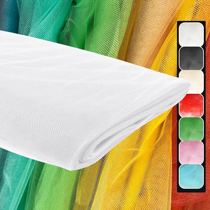 108" White Tulle Fabric Roll, Extra Large Matte Tulle Netting Bolt by AblemeDeco