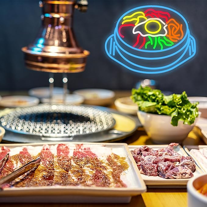 LISIGNVE Bibimbap Neon Sign USB Korean Food Led Light Up Sign Korean Bibimbap - Image 5