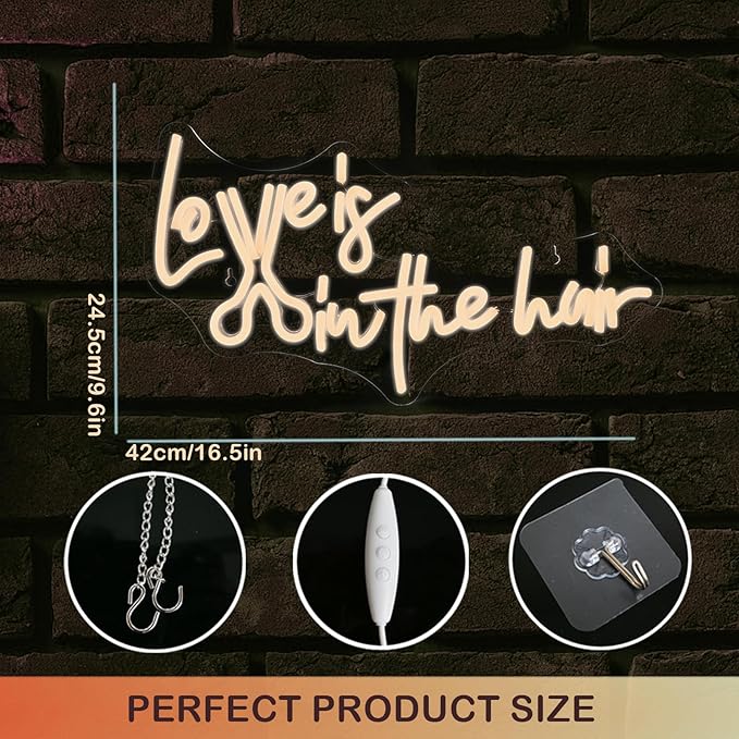 Wanxing LED Neon Sign for Wall Decor, Love is in the Hair Neon Light, USB - Image 4