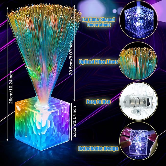 Amylove 8 Pcs Mini Fiber Optic Lamps Bulk Small LED Light up Table Centerpieces - Image 2