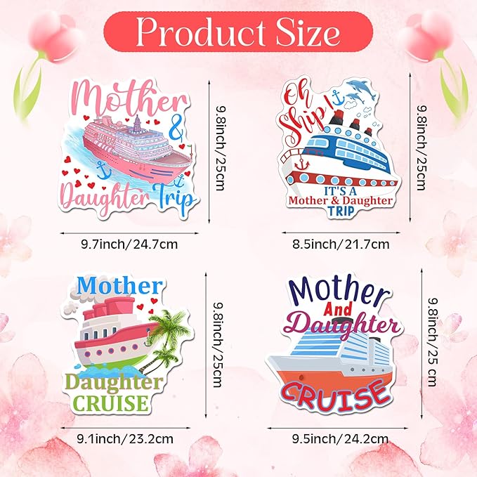 Hoteam 4 Pcs Mother Daughter Cruise Door Decorations Magnetic Large Cruise Ship - Image 2