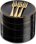 Festiva 200Pcs Black Gold Dessert Plates 6.3" by Festiva