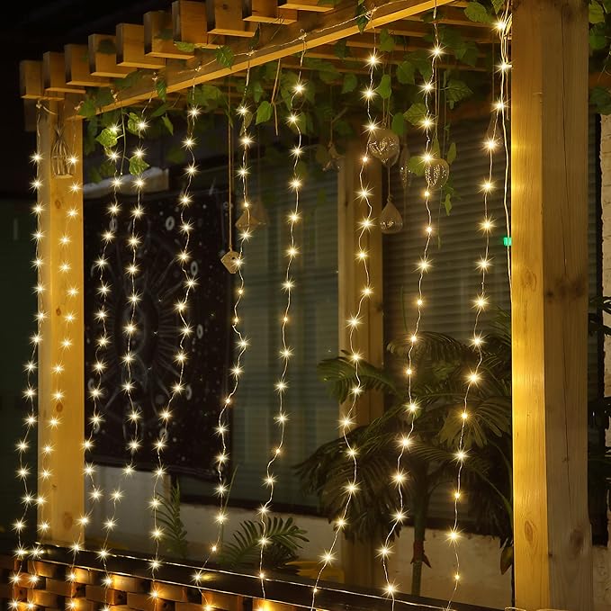 Meonum Curtain Tapestry Backdrop String Lights, Each 13 Strings 6.6 x 5 ft - Image 4