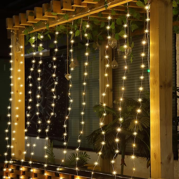 Meonum Curtain Tapestry Backdrop String Lights, Each 13 Strings 6.6 x 5 ft - Image 4