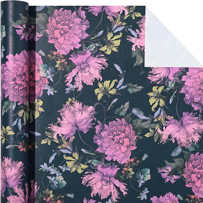 WRAPAHOLIC Kraft Floral Wrapping Paper Roll - Image 2