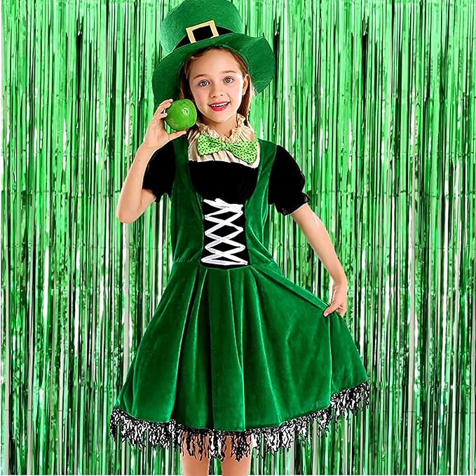 4 Pack Green Foil Fringe Curtain Backdrop, 3.28Ft x 8.2Ft Metallic Tinsel Foil - Image 5