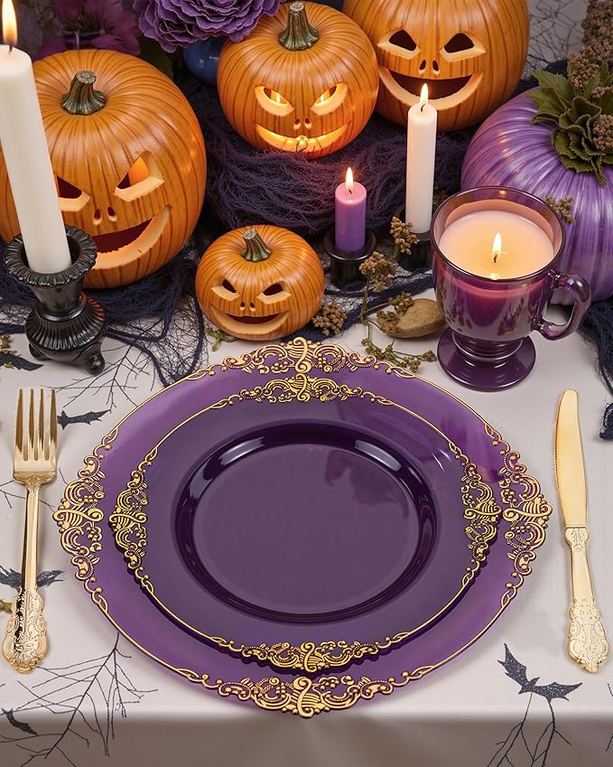 Nervure 350PCS Purple Plastic Plates - Image 4