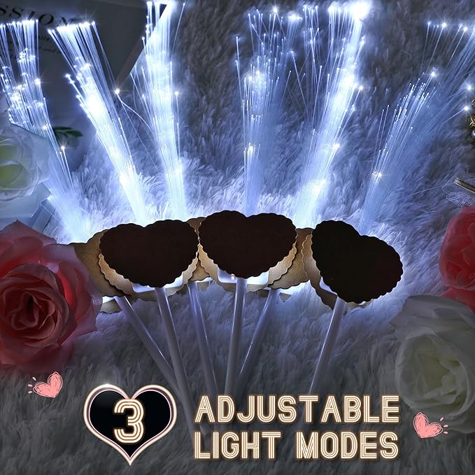 100 Pcs Wedding Sparklers Heart Shaped LED Glow Sticks Fiber Optic Wands Light - Image 4