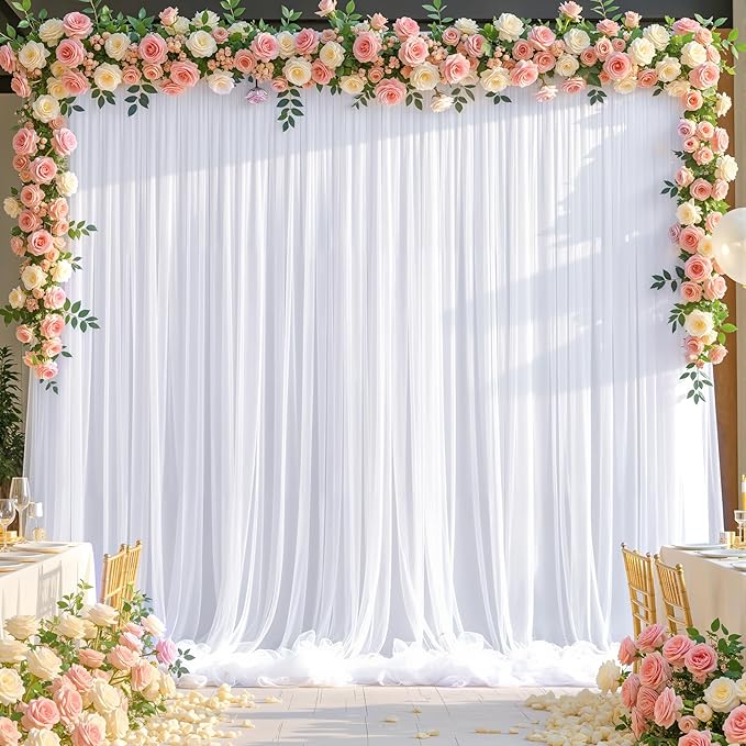 White Tulle Backdrop Curtain for Parties Wedding, 5ft x 10ft Wrinkle Free - Image 8