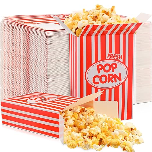 Xinnun 200 Pcs Paper Popcorn Boxes 1 oz Close Top Oil Proof Disposable Popcorn by Xinnun