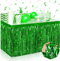 3 Pack 29 x108 Inch Green Foil Fringe Table Skirts Metallic Banner by Mebiornt
