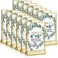 Acrylic Gold Sign Holders 4x6, 12 Pack Wedding Gold Table Number Holders by HRSDEIE
