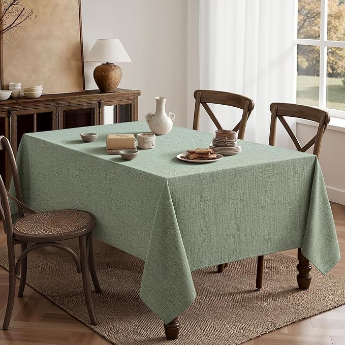 MIULEE Sage Green Linen Tablecloth 60x104 Inch Rectangle Table Cloth Waterproof - Image 5