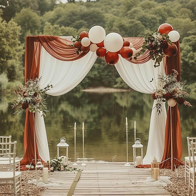 Wokceer Wedding Arch Draping Fabric Terracotta 28.7" x 20FT Sheer Drapes - Image 6