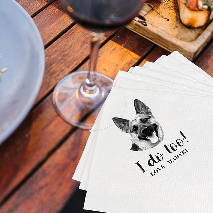 Luxury Personalized Dog Wedding Napkins, Personalized Photo Napkins - Image 5