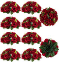 BLOSMON Flower Centerpieces for Tables Wedding: 10 Pcs Crimson Red Artificial by Blosmon