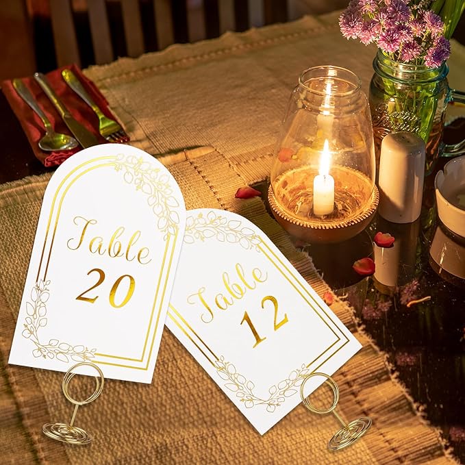 Wedding Table Numbers 1-30, 30 White Gold TableNumber Cards - Image 6
