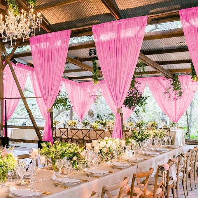 MODFUNS Wedding Arch Drapes Fabric Pink Ceiling Draping 2 Panels 5x20 FT - Image 6
