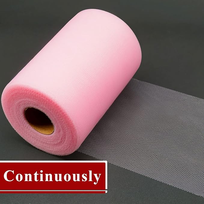 Pink Tulle Fabric Rolls 6 Inch by 200 Yards Fabric Spool Tulle Ribbon - Image 4