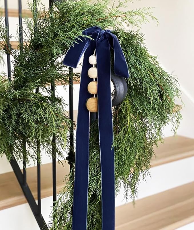 Navy Blue Velvet Ribbon 1'' 25 Yards - Image 3