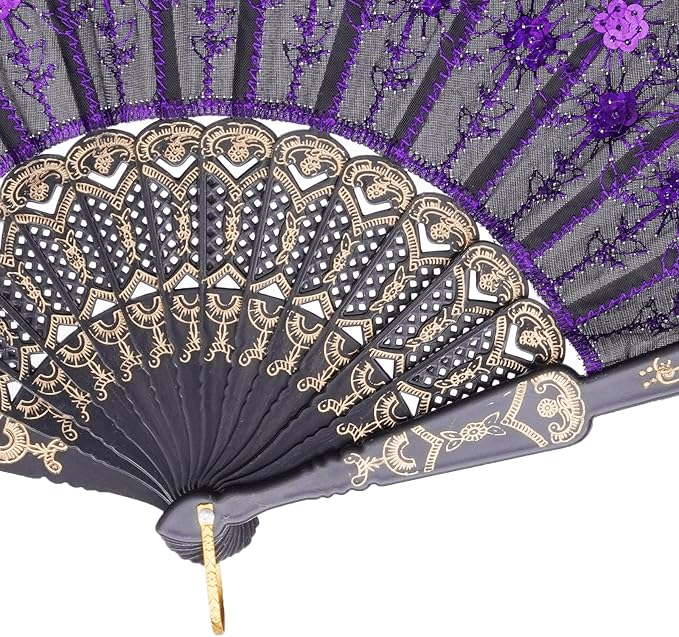 QIRMIZI 10 Pack Fabric Folding Handheld Fans, and Dancing - Image 5