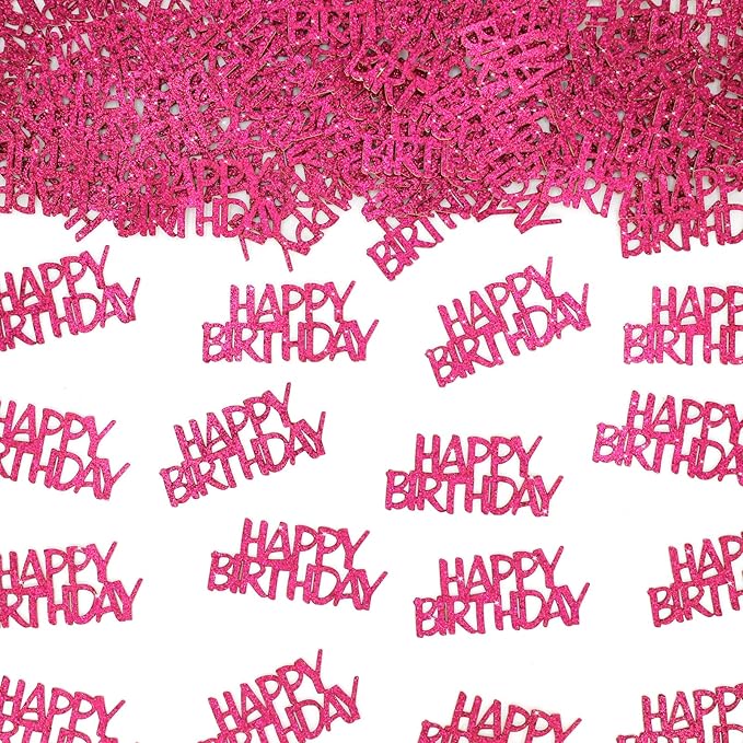 Hot Pink Happy Birthday Confetti Girl Birthday Party Decorations Glitter Table by Vofrise