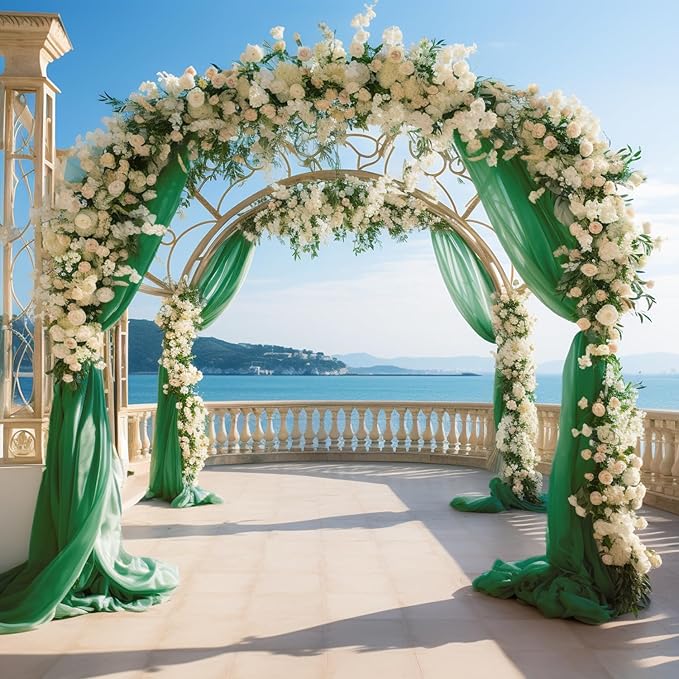 Wokceer Wedding Arch Draping Fabric 28.7" x 20FT Emerald Green Drapes Sheer - Image 5