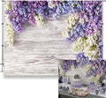 Purple Flower Wood Backdrop LFEEY 10x8ft Newborn Baby Shower Wooden Backdrop by Unknown