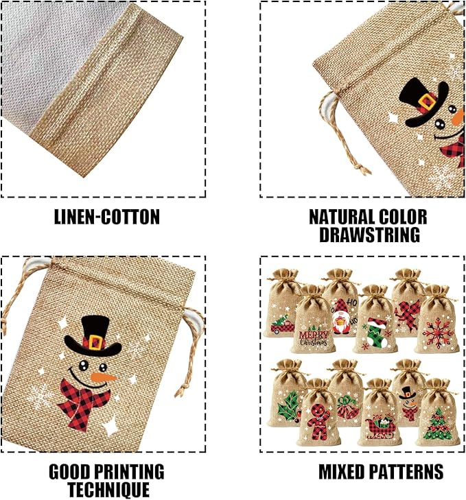 CCINEE 36pcs Christmas Drawstring Goody Candy Gift Bags, 4x6 Inch - Image 3
