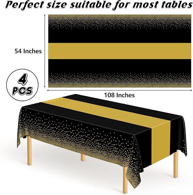 4Pack Black and Gold Tablecloths - Image 2
