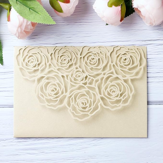 20 Pcs Laser Cut Wedding Invitations Card Pocket - Image 3