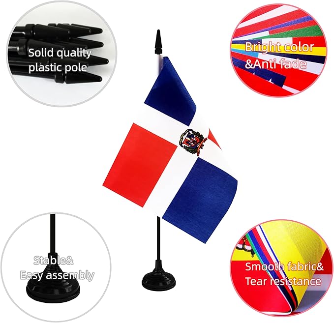 Dominica Republic Desk Flag, 12 Pack Dominican Republic Table Office Flag - Image 3