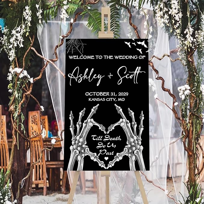 Gothic Halloween Wedding Welcome Sign, Til Death Do Us Part, 4mm Thick Plastic - Image 4